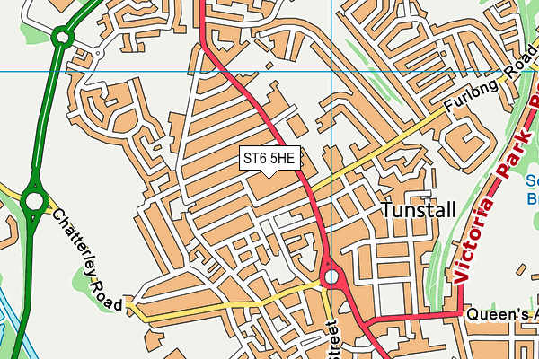 ST6 5HE map - OS VectorMap District (Ordnance Survey)