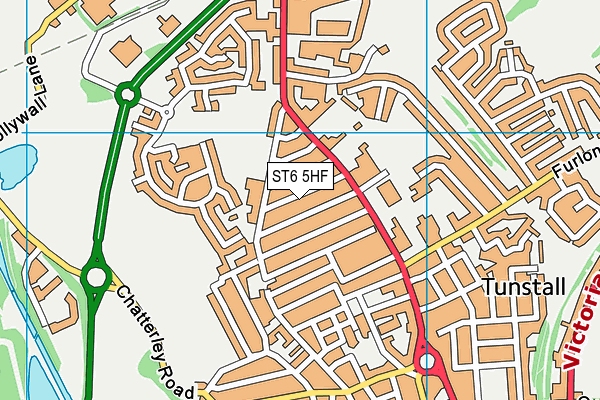 ST6 5HF map - OS VectorMap District (Ordnance Survey)