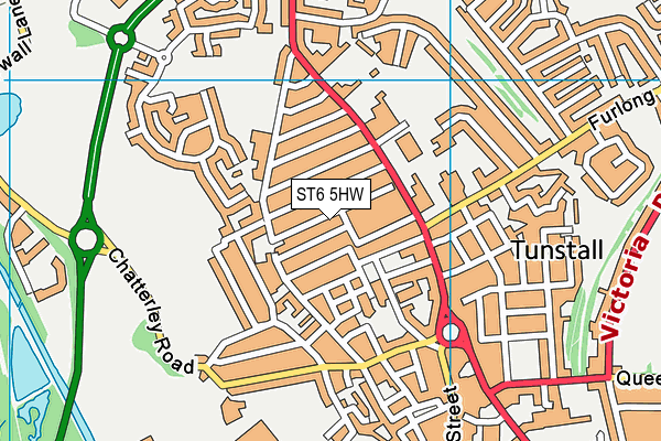 ST6 5HW map - OS VectorMap District (Ordnance Survey)