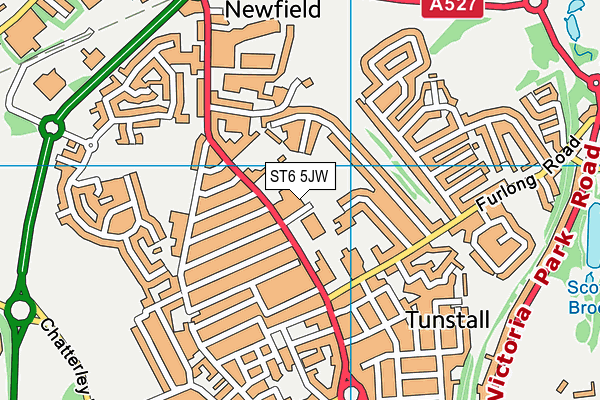 ST6 5JW map - OS VectorMap District (Ordnance Survey)