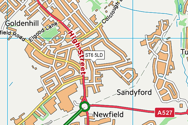 ST6 5LD map - OS VectorMap District (Ordnance Survey)