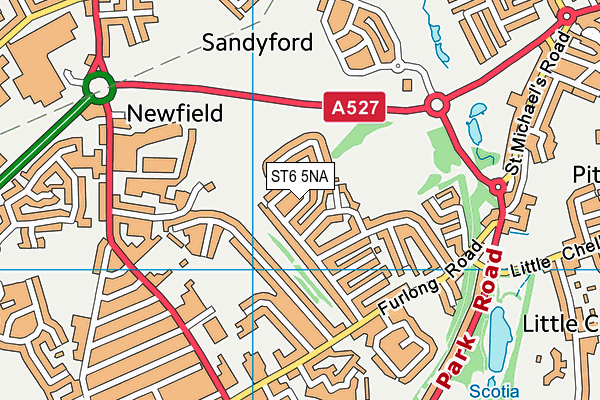 ST6 5NA map - OS VectorMap District (Ordnance Survey)