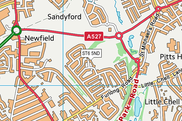 ST6 5ND map - OS VectorMap District (Ordnance Survey)