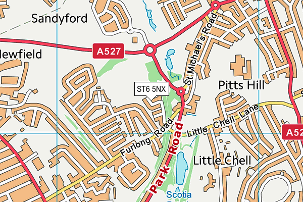 ST6 5NX map - OS VectorMap District (Ordnance Survey)