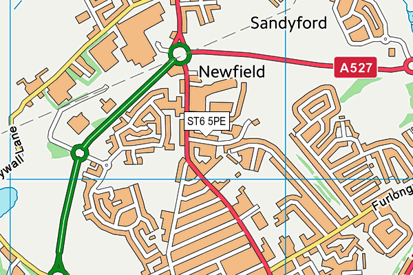 ST6 5PE map - OS VectorMap District (Ordnance Survey)