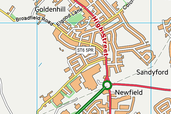 ST6 5PR map - OS VectorMap District (Ordnance Survey)