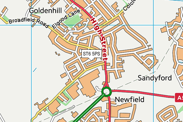 ST6 5PS map - OS VectorMap District (Ordnance Survey)