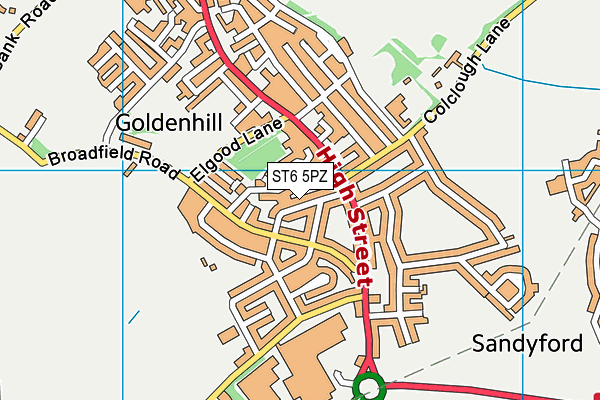 ST6 5PZ map - OS VectorMap District (Ordnance Survey)