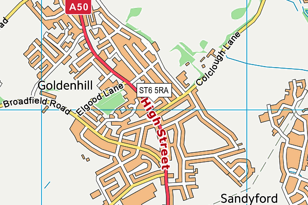 ST6 5RA map - OS VectorMap District (Ordnance Survey)