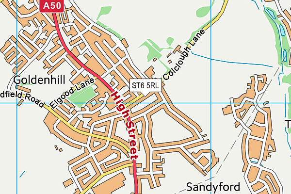 ST6 5RL map - OS VectorMap District (Ordnance Survey)