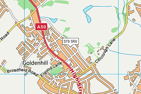 ST6 5RX map - OS VectorMap District (Ordnance Survey)