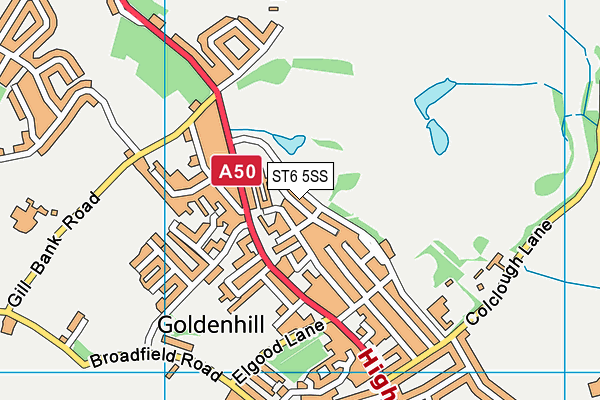 Goldenhill Golf Course (Closed) map (ST6 5SS) - OS VectorMap District (Ordnance Survey)