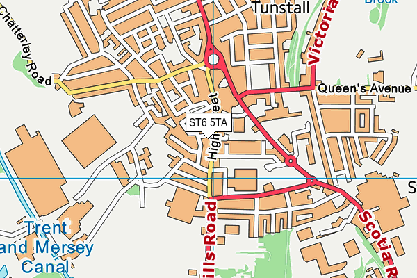 ST6 5TA map - OS VectorMap District (Ordnance Survey)