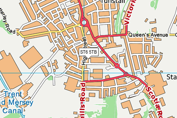 ST6 5TB map - OS VectorMap District (Ordnance Survey)