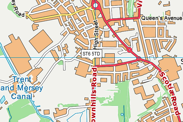 ST6 5TD map - OS VectorMap District (Ordnance Survey)