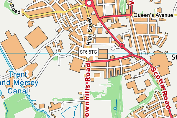 ST6 5TG map - OS VectorMap District (Ordnance Survey)