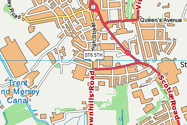 ST6 5TH map - OS VectorMap District (Ordnance Survey)