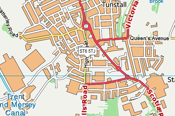 ST6 5TJ map - OS VectorMap District (Ordnance Survey)