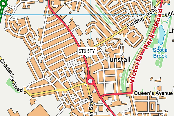 ST6 5TY map - OS VectorMap District (Ordnance Survey)