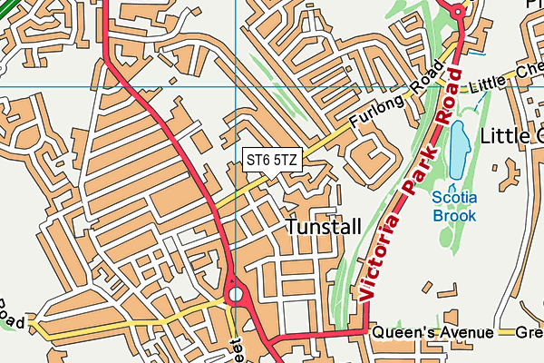 ST6 5TZ map - OS VectorMap District (Ordnance Survey)