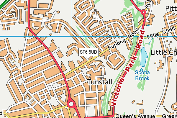 ST6 5UD map - OS VectorMap District (Ordnance Survey)