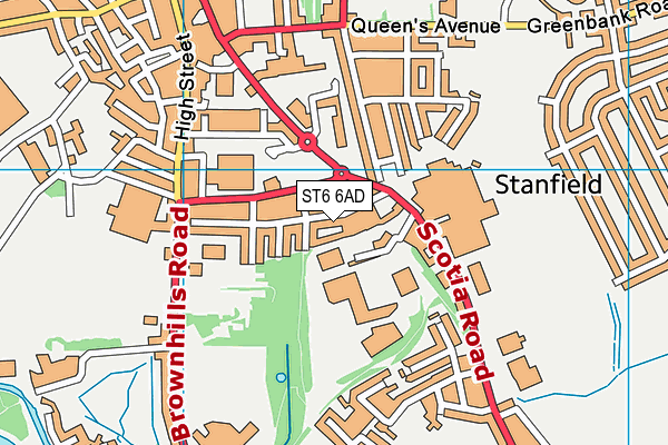 ST6 6AD map - OS VectorMap District (Ordnance Survey)