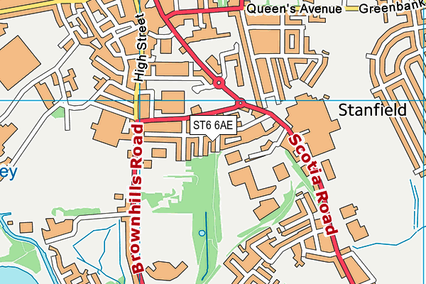 ST6 6AE map - OS VectorMap District (Ordnance Survey)