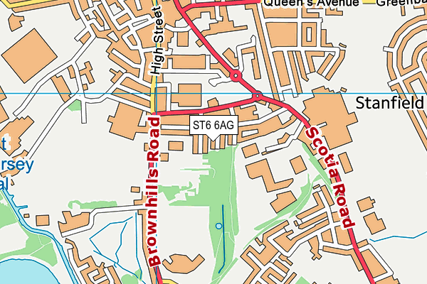 ST6 6AG map - OS VectorMap District (Ordnance Survey)