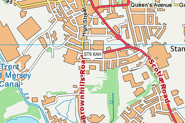 ST6 6AH map - OS VectorMap District (Ordnance Survey)