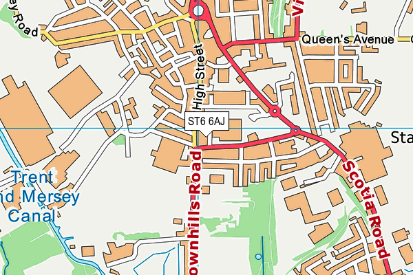 ST6 6AJ map - OS VectorMap District (Ordnance Survey)