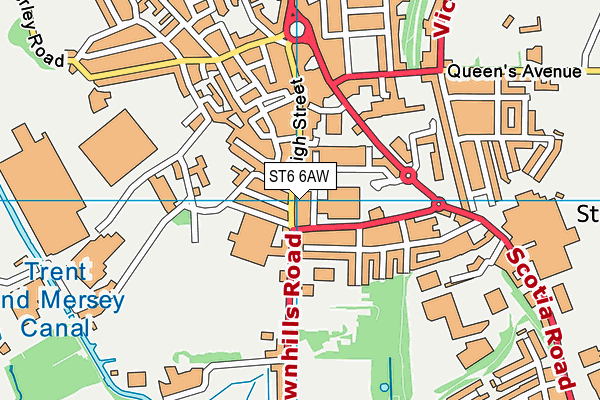 ST6 6AW map - OS VectorMap District (Ordnance Survey)