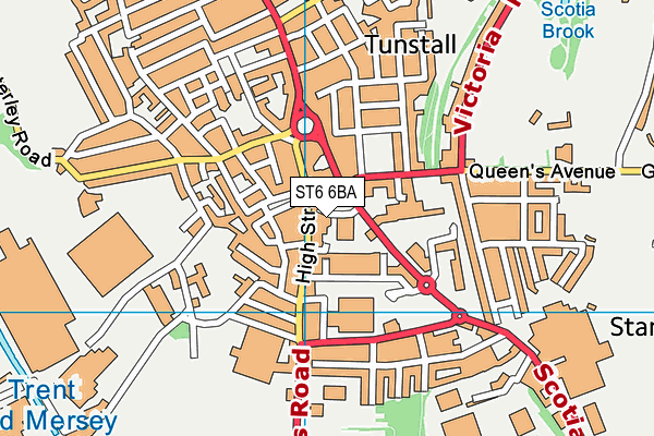 ST6 6BA map - OS VectorMap District (Ordnance Survey)
