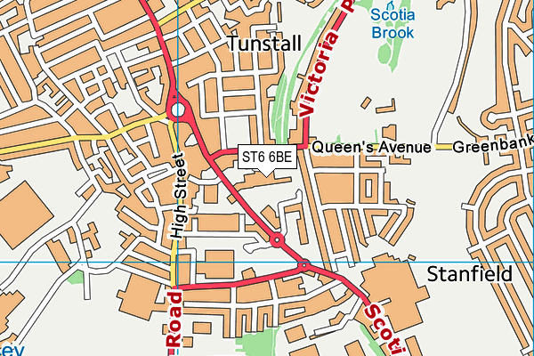 ST6 6BE map - OS VectorMap District (Ordnance Survey)