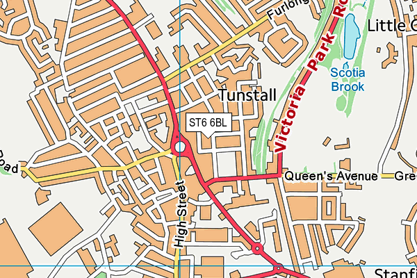 Tunstall Pool (Closed) map (ST6 6BL) - OS VectorMap District (Ordnance Survey)