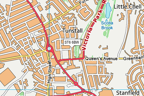 ST6 6BW map - OS VectorMap District (Ordnance Survey)