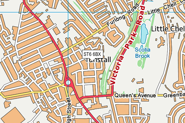 ST6 6BX map - OS VectorMap District (Ordnance Survey)