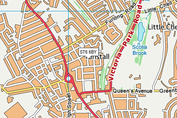 ST6 6BY map - OS VectorMap District (Ordnance Survey)