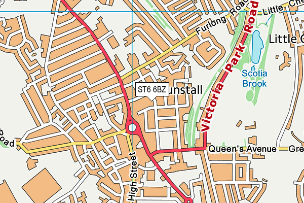 ST6 6BZ map - OS VectorMap District (Ordnance Survey)