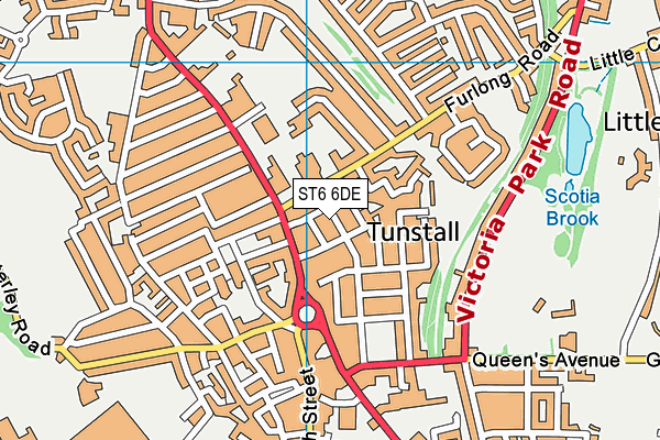 ST6 6DE map - OS VectorMap District (Ordnance Survey)