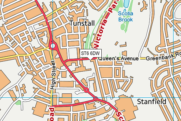 ST6 6DW map - OS VectorMap District (Ordnance Survey)