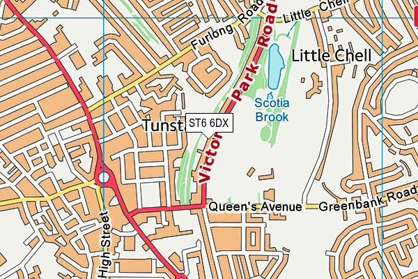 ST6 6DX map - OS VectorMap District (Ordnance Survey)