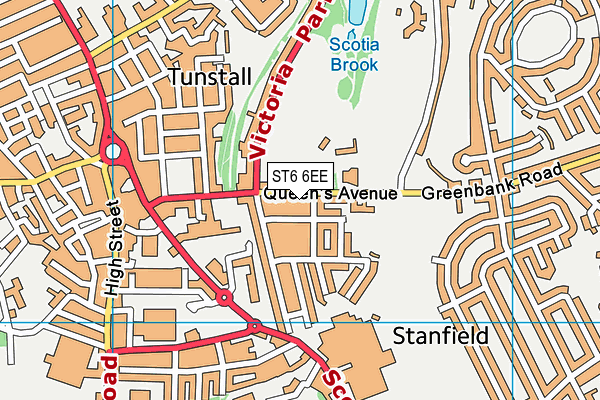 Tunstall Park (Victoria Park) map (ST6 6EE) - OS VectorMap District (Ordnance Survey)