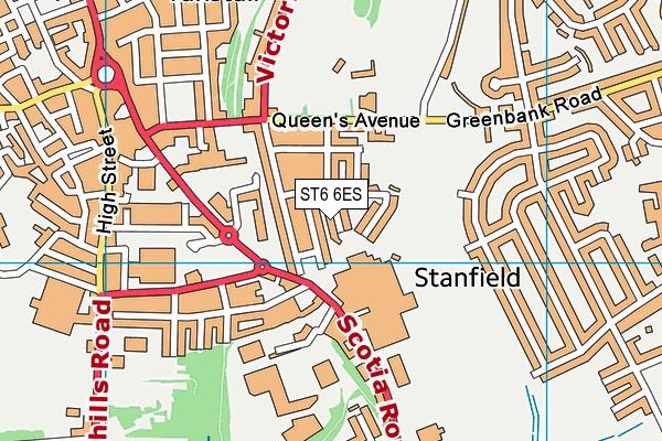 ST6 6ES map - OS VectorMap District (Ordnance Survey)