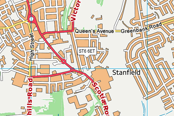 ST6 6ET map - OS VectorMap District (Ordnance Survey)