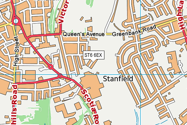 ST6 6EX map - OS VectorMap District (Ordnance Survey)