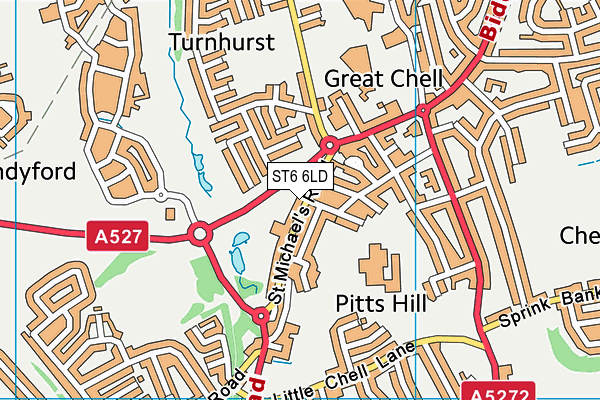 ST6 6LD map - OS VectorMap District (Ordnance Survey)