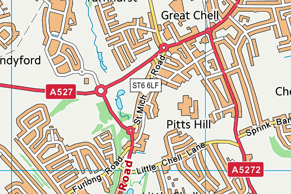 ST6 6LF map - OS VectorMap District (Ordnance Survey)