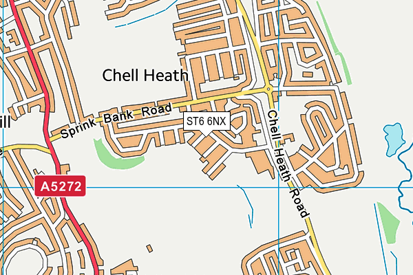 ST6 6NX map - OS VectorMap District (Ordnance Survey)