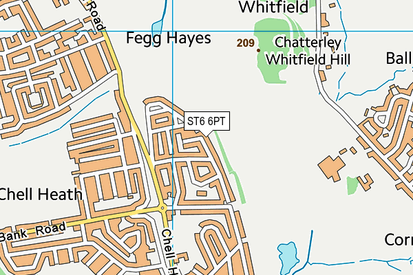 ST6 6PT map - OS VectorMap District (Ordnance Survey)