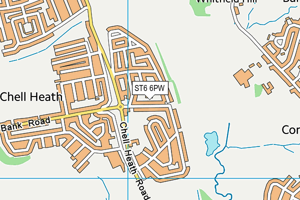 ST6 6PW map - OS VectorMap District (Ordnance Survey)